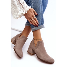 Bottines En Daim À Talons Hauts Découpés, Beige Clair Dalros 7