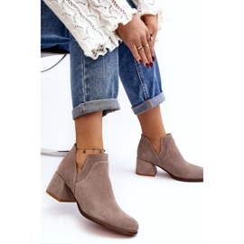 Bottines En Daim À Talons Hauts Découpés, Beige Clair Dalros 8
