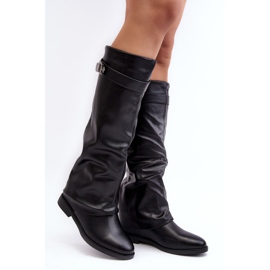 Bottines plates à tige froncée pour femme, noir Tercella 1