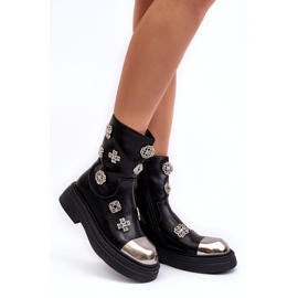 S.Barski Bottines isolées en cuir avec décorations D&amp;A MR870-14A Noir le noir 2