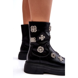 S.Barski Bottines isolées en cuir avec décorations D&amp;A MR870-14A Noir 4