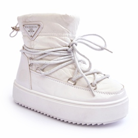 MSMG Bottes de neige isolées à lacets pour enfants Blanc Colina blanche 3