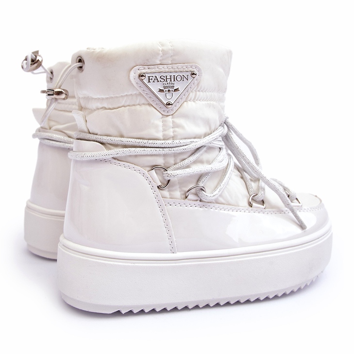 MSMG Bottes de neige isolées à lacets pour enfants Blanc Colina 1