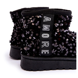 Bottes de neige des filles isolées de paillettes noires 1