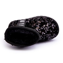 Bottes de neige des filles isolées de paillettes noires 2