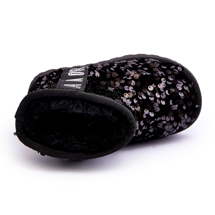 Bottes de neige des filles isolées de paillettes noires 2