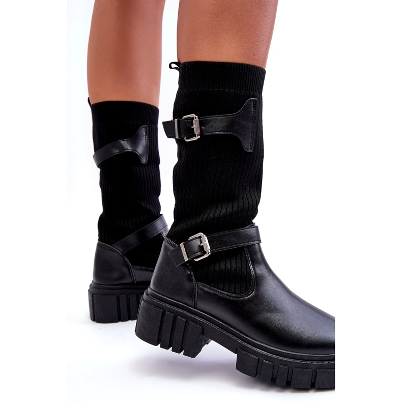 Bottes noires pour femmes avec une chaussette noire 4