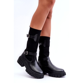 Bottes noires pour femmes avec une chaussette noire le noir 1 Bottes noires pour femmes avec une chaussette noire le noir 1