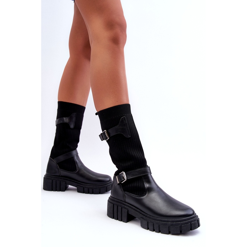 Bottes noires pour femmes avec une chaussette noire le noir 3 Bottes noires pour femmes avec une chaussette noire le noir 3