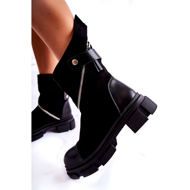 Seastar Bottes en daim à la mode pour femmes avec fermeture éclair noir Kandell le noir 3