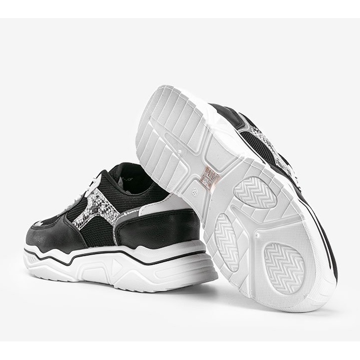 Baskets noires à semelle épaisse à motif peau de serpent Anika le noir 1