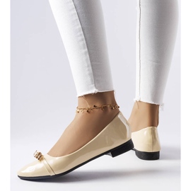 Ballerines laquées beiges à nœud Chaloux 1