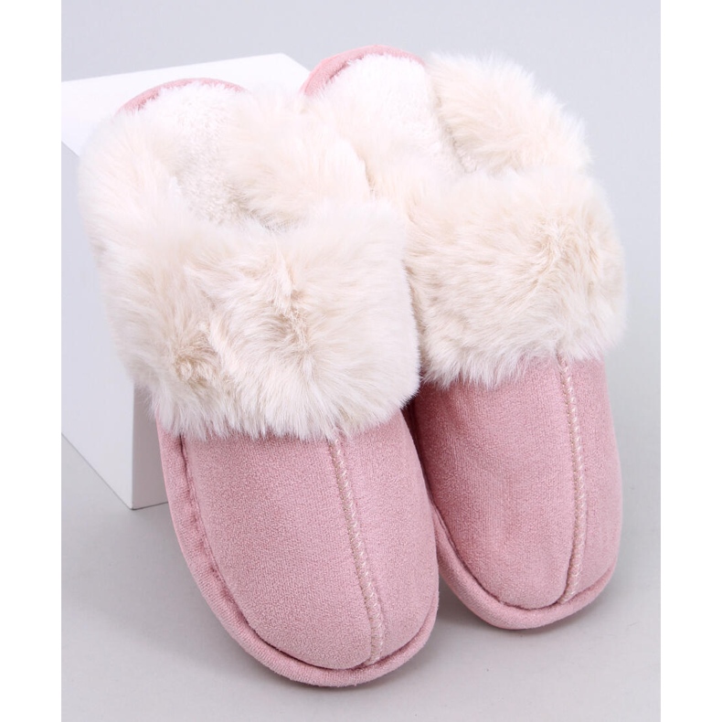 Otteys Chaussons femme roses avec fourrure 1