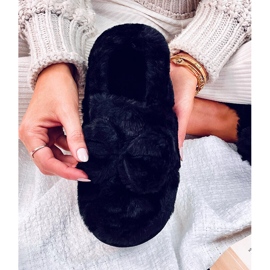 Chaussons en fourrure avec nœud Emres Noir le noir 3