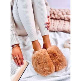 Chaussons fourrure femme Calvert Camel brun 2