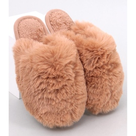 Chaussons fourrure femme Calvert Camel brun 1