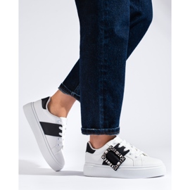 Baskets blanches pour femme avec empiècement Shelovet noir 1