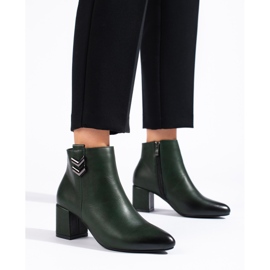 Bottines à talons hauts Daszyński classiques et élégantes vert foncé 1