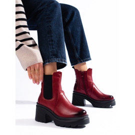 Bottines Chelsea rouges pour femmes de Daszyński 1