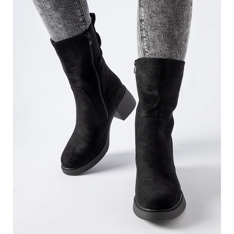 Bottines noires en éco-daim Agordino le noir 1