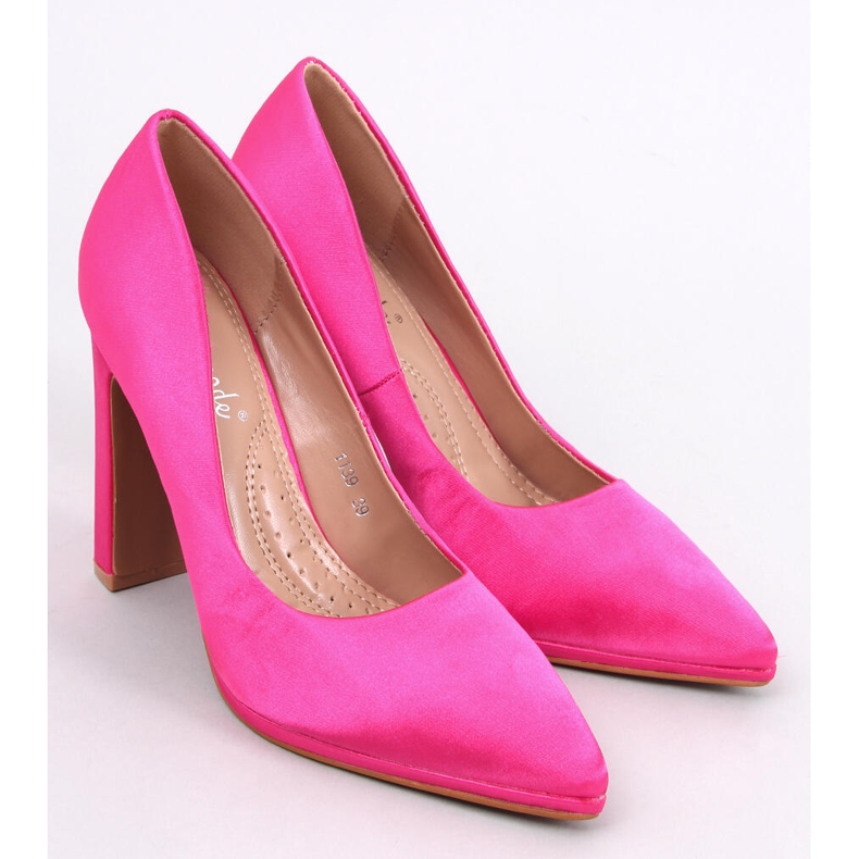 Escarpins en satin à talons larges Olivv Fuchsia rose 1