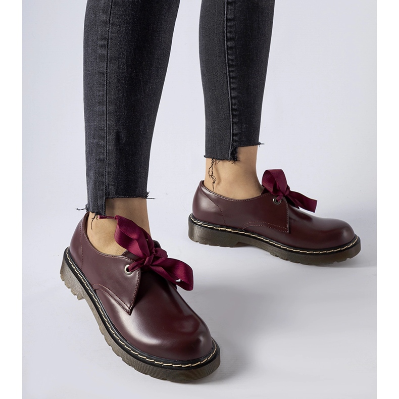 Chaussures marron avec un nœud décoratif de Rodriguez rouge 1