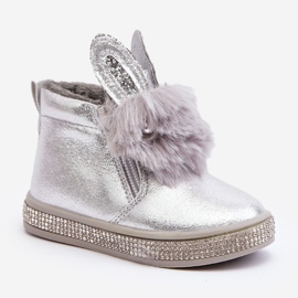 Bottes de neige pour enfants Silver Mothia avec fermeture éclair argent 2