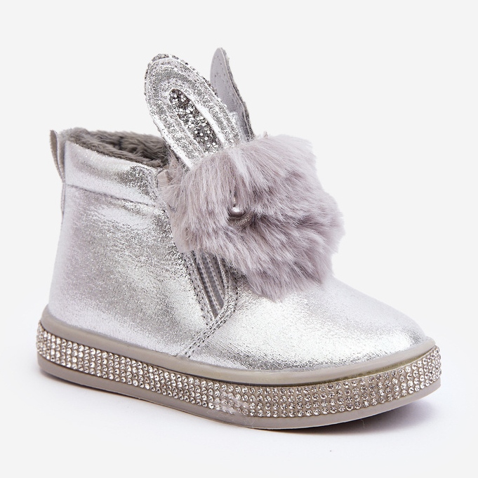 Bottes de neige pour enfants Silver Mothia avec fermeture éclair argent 2