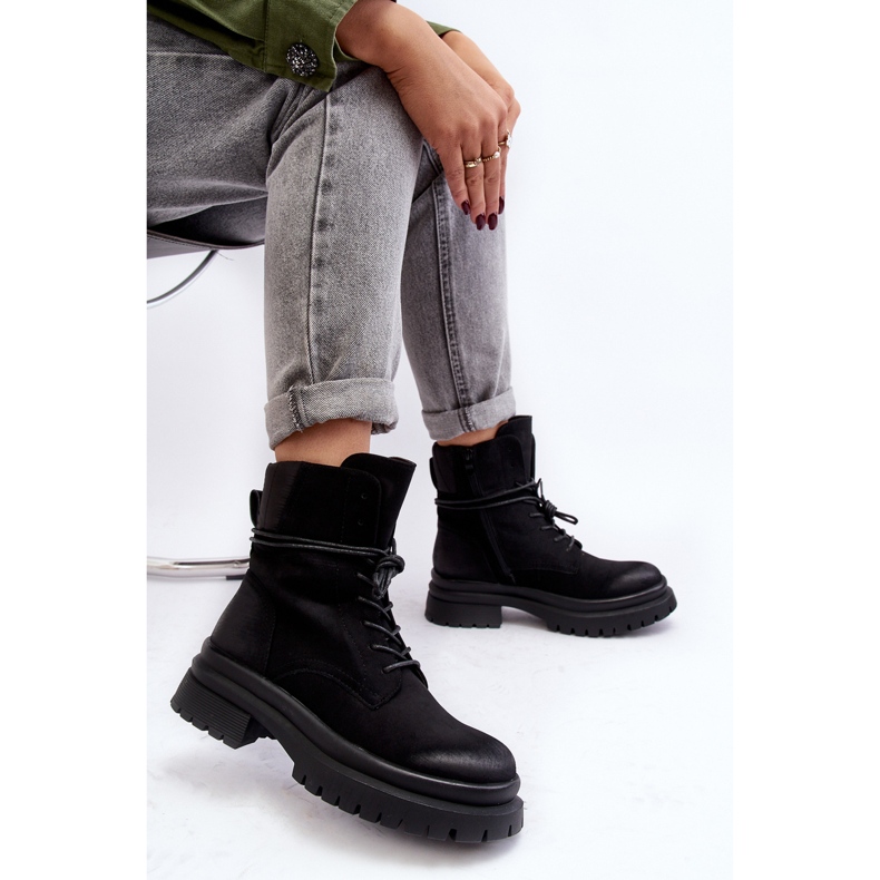 Bottines Trappeur Femme Sur Semelle Épaisse, Noir Narelona 1