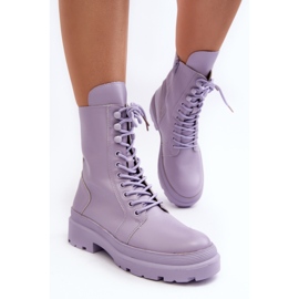 Bottes Worker Femme, Eco-cuir, Violet Irande 1