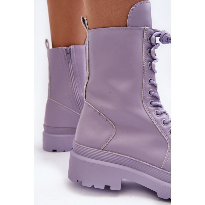 Bottes Worker Femme, Eco-cuir, Violet Irande 2 Bottes Worker Femme, Eco-cuir, Violet Irande 2