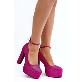 Escarpins à talons hauts pailletés fuchsia Mommoi rose 1