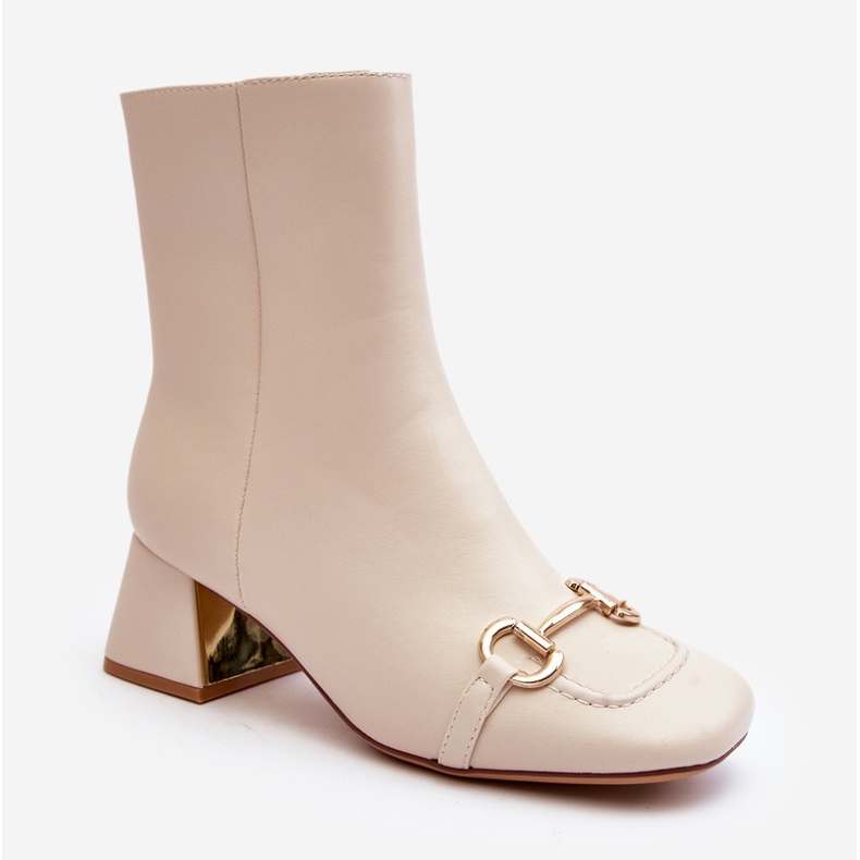 Bottines à talons avec décoration, beige clair Adinah 2