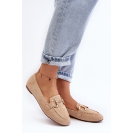 Mocassins Pour Femmes Avec Décoration En Eco-Suède Beige Winalita 2
