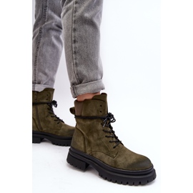 Bottines Trappeur Femme Sur Semelle Épaisse, Vert Foncé, Narelona 4
