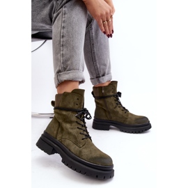 Bottines Trappeur Femme Sur Semelle Épaisse, Vert Foncé, Narelona 7