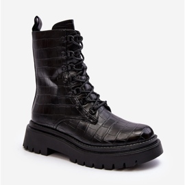Bottes Worker Pour Femme Avec Embossage Décoratif Noir Tarolia 2