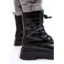 Bottes Worker Pour Femme Avec Embossage Décoratif Noir Tarolia 1