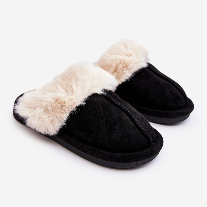 Chaussons enfants Befana noirs avec fourrure 1