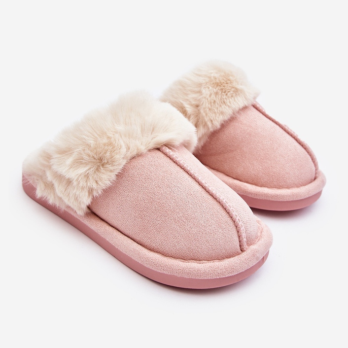 Chaussons enfants Befana roses avec fourrure 1