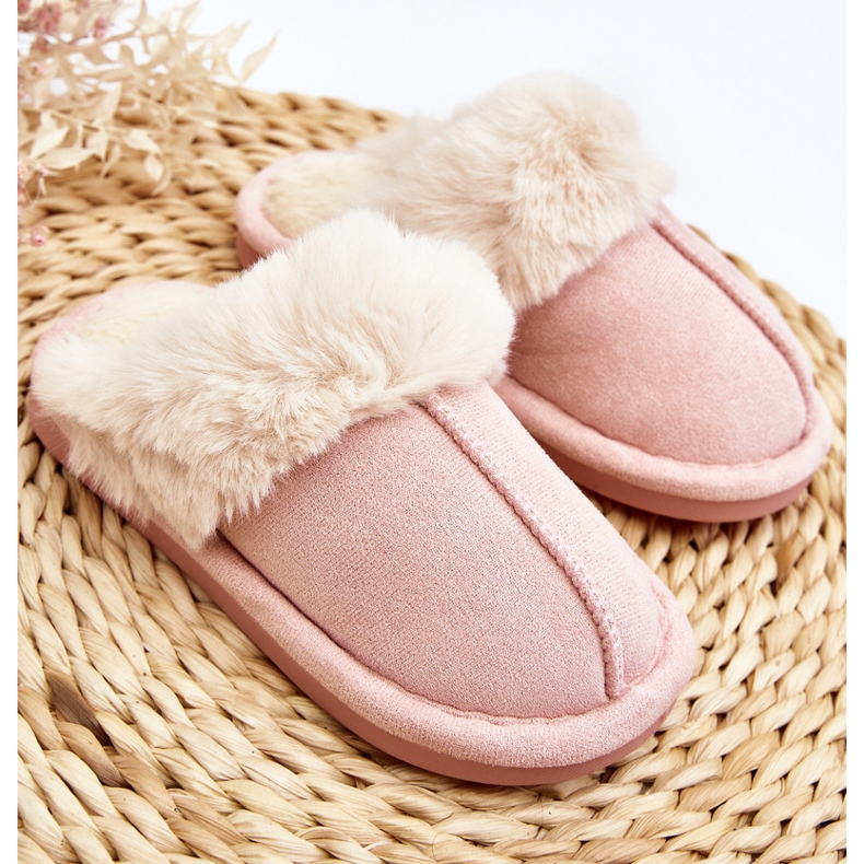 Chaussons enfants Befana roses avec fourrure 2