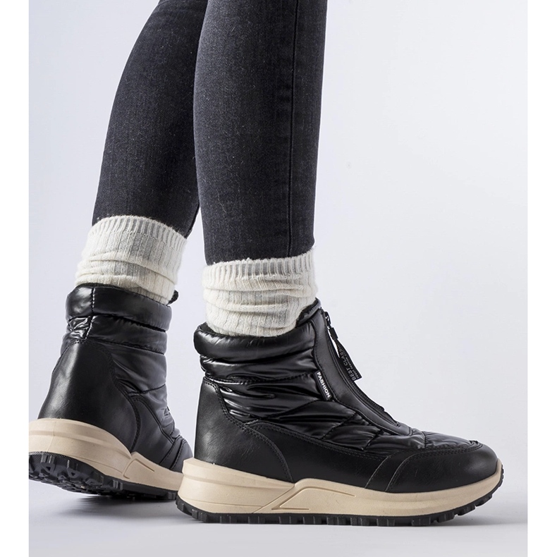 Bottes de neige isolées noires Ritter avec fermeture éclair le noir 1