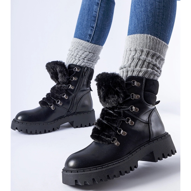 Bottes de travail noires avec fourrure Quarto décorative le noir 1