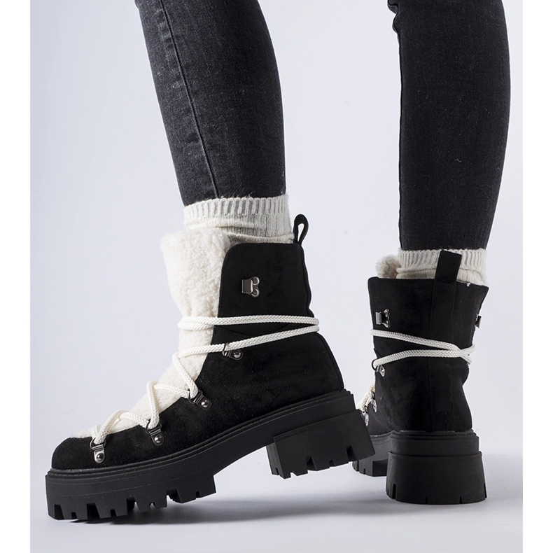 Bottes de travail noires avec languette décorative de Pérouse le noir 1