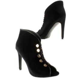 Escarpins bout ouvert velours 1129 Noir 2