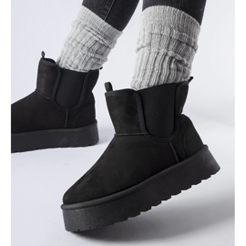 Boots de neige noires avec bandes élastiques sur les côtés par Bertino le noir 1