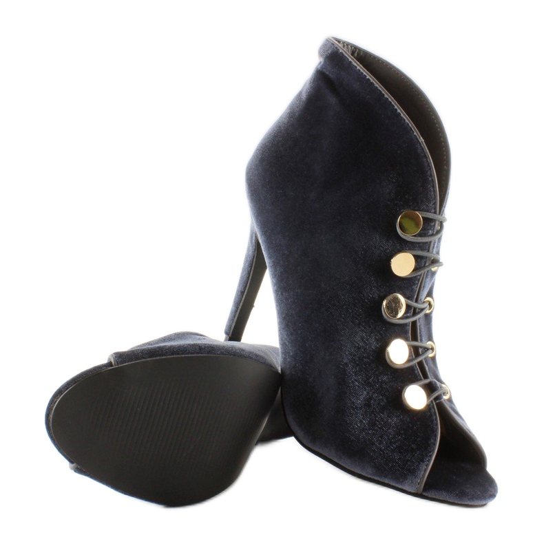 Escarpins bout ouvert en velours 1129 D. Gris 2