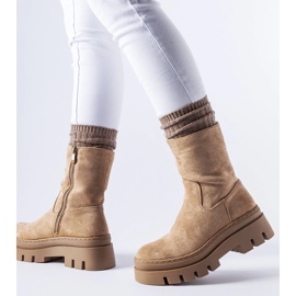Bottines isolées marron avec plateforme massive Umber brun 1