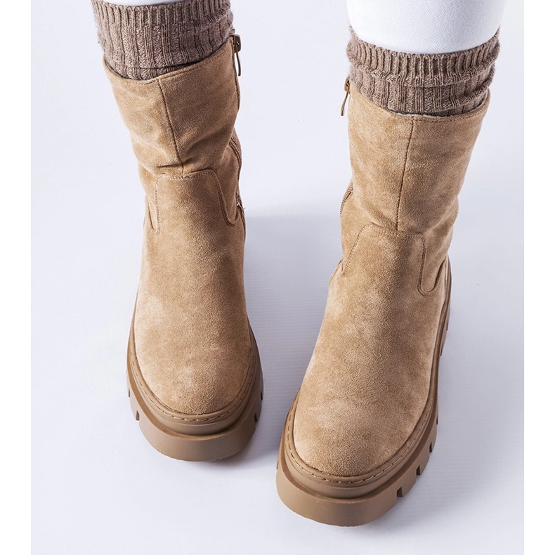 Bottines isolées marron avec plateforme massive Umber brun 2