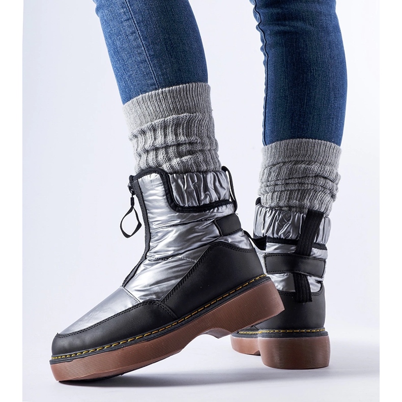 Bottes de neige isolées grises Callisto avec fermeture éclair 1